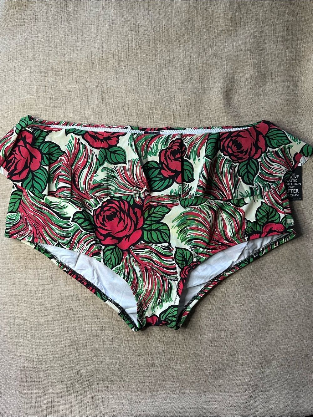 Anna Sui Floral High-Waist Bikini Bottoms Rosa Mexicana Print